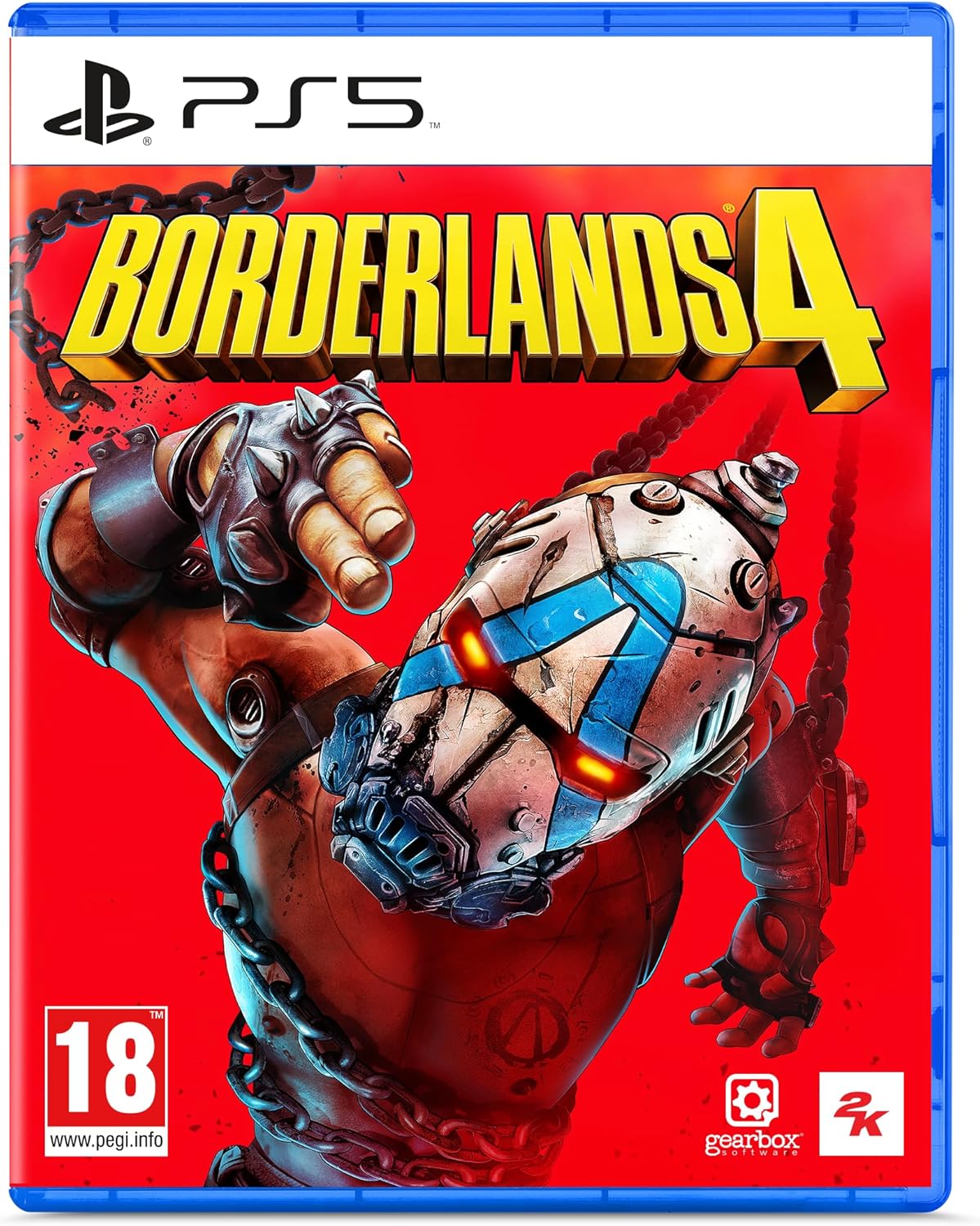 Game case for 'Borderlands 4' on PS5 with a red and blue design.