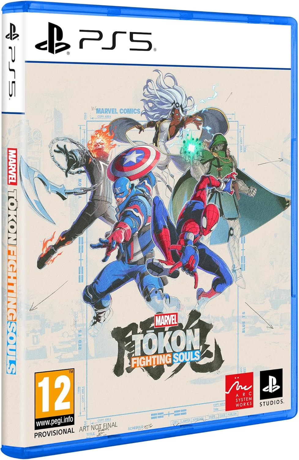 PlayStation 5 game case for 'Marvel Tokon Fighting Souls' featuring superhero characters.