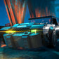 Sci-fi vehicle in a futuristic setting with glowing elements