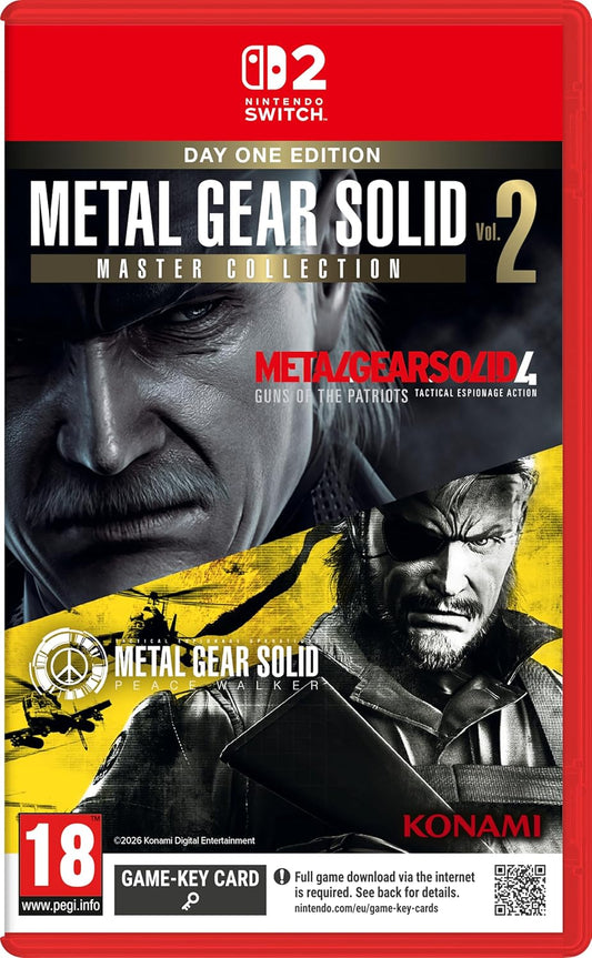 Metal Gear Solid 2 Master Collection game case for Nintendo Switch with Konami branding.
