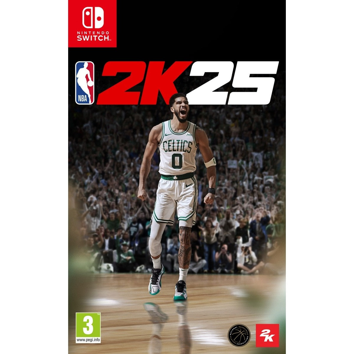 NBA 2K25 video game cover for Nintendo Switch with a basketball player and crowd in the background.