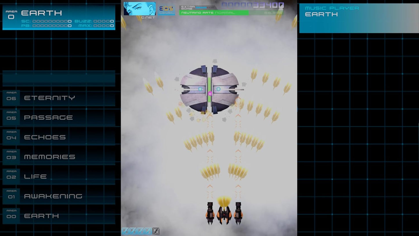Game interface with character selection screen and menu options.