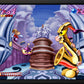 Vintage video game screen displaying a character in a colorful, animated scene.
