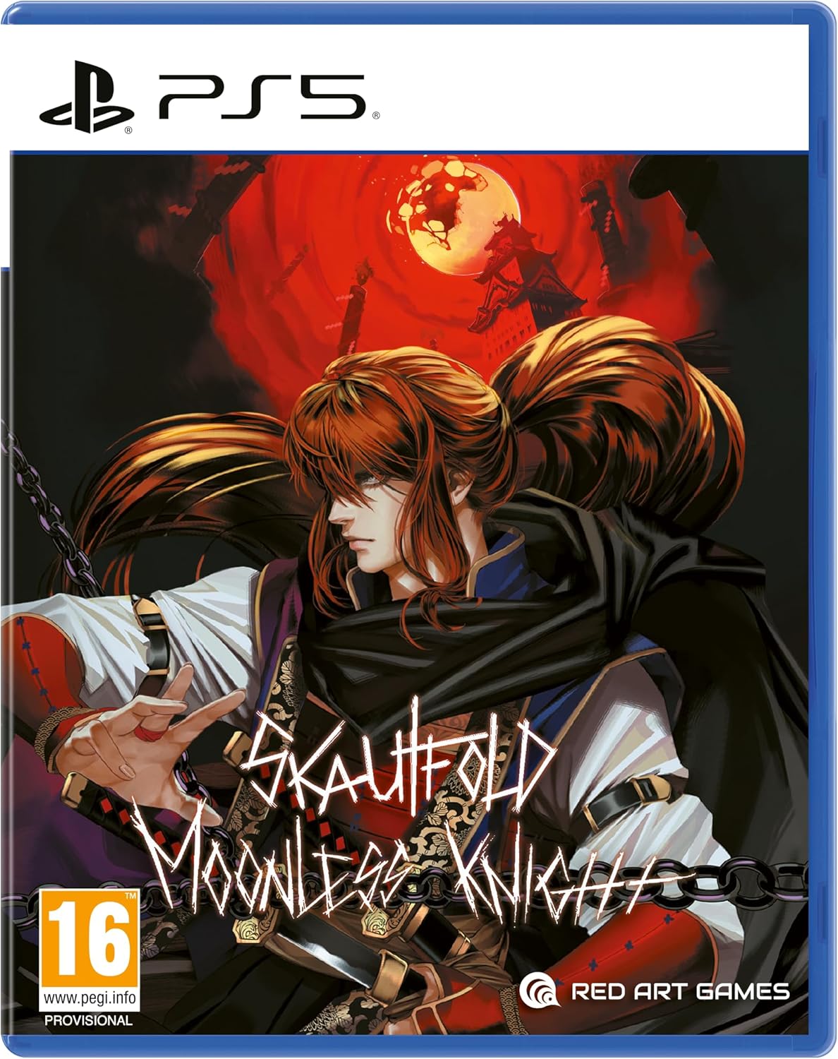 Game cover for 'Skalpfold Moonless Knights' on PS5 with a warrior character and Red Art Games logo.