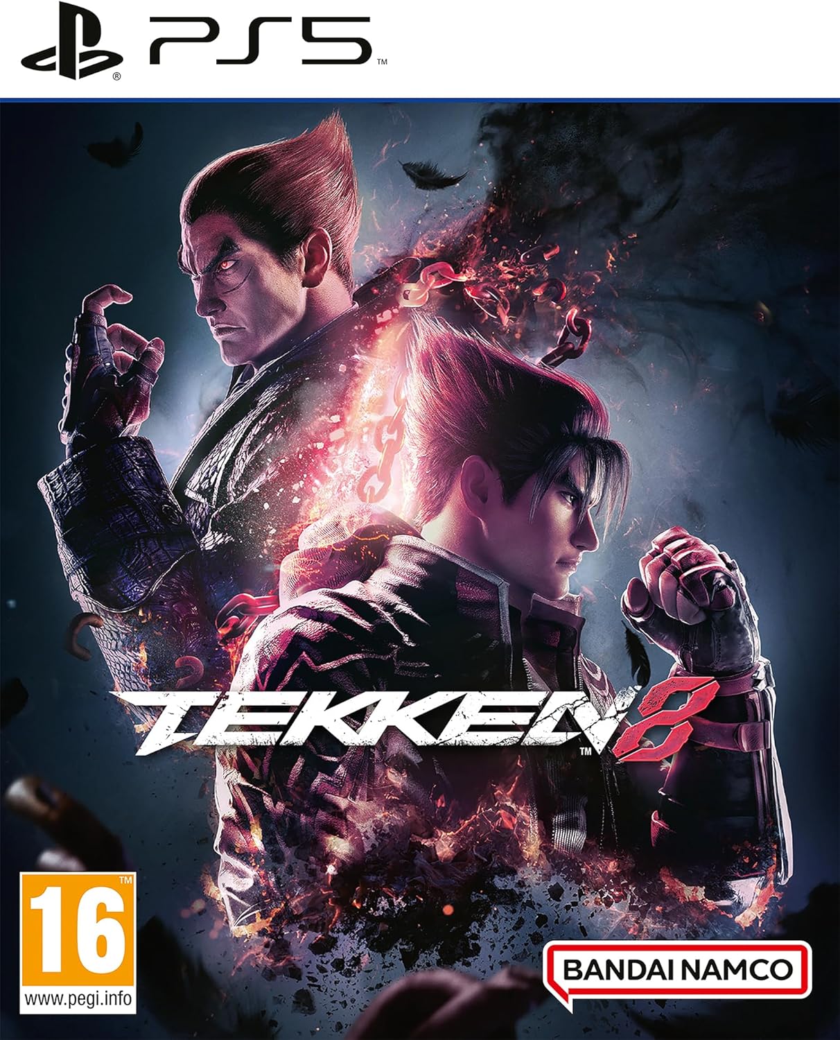 Cover of 'Tekken 8' game for PS5 with two characters facing each other.