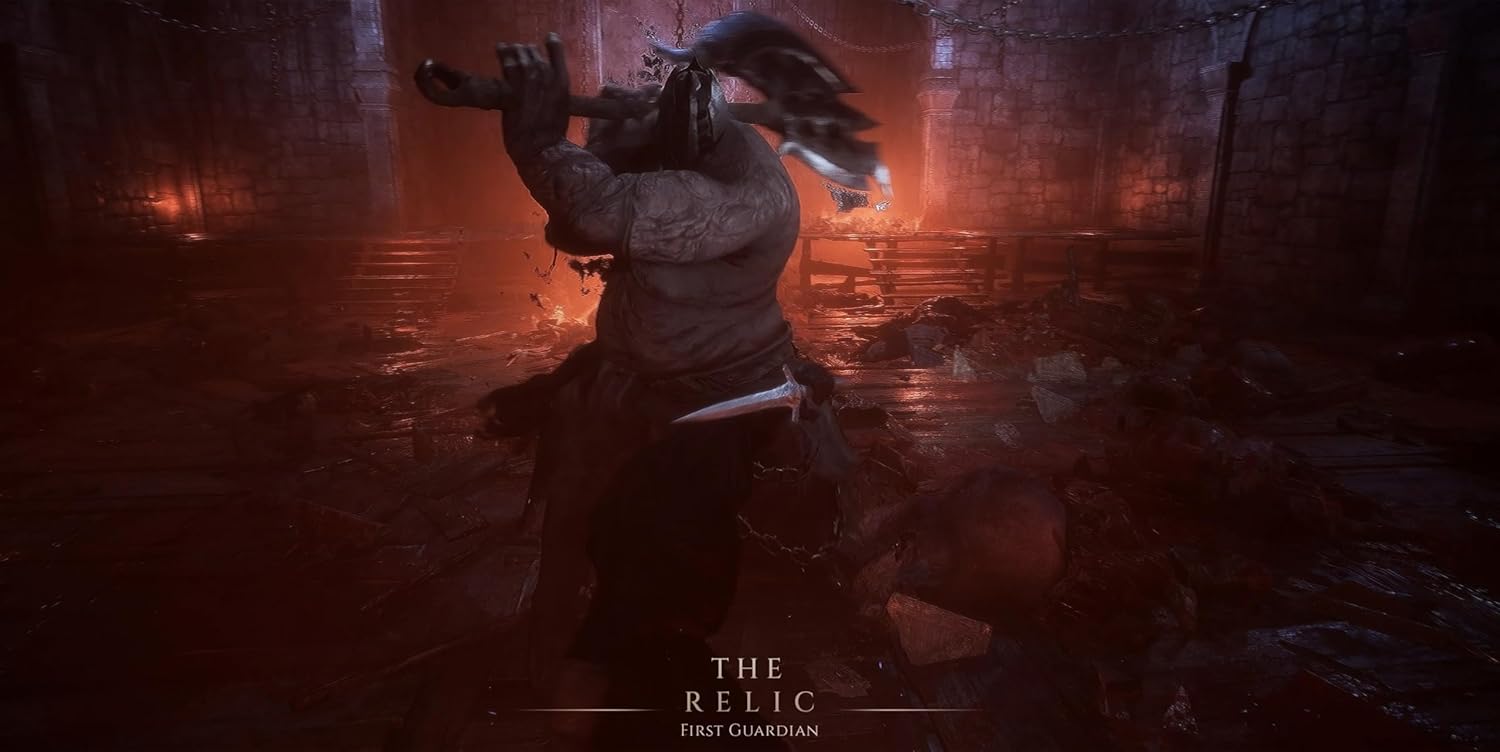 Dark fantasy character in a dimly lit cave with 'The Relic' text.