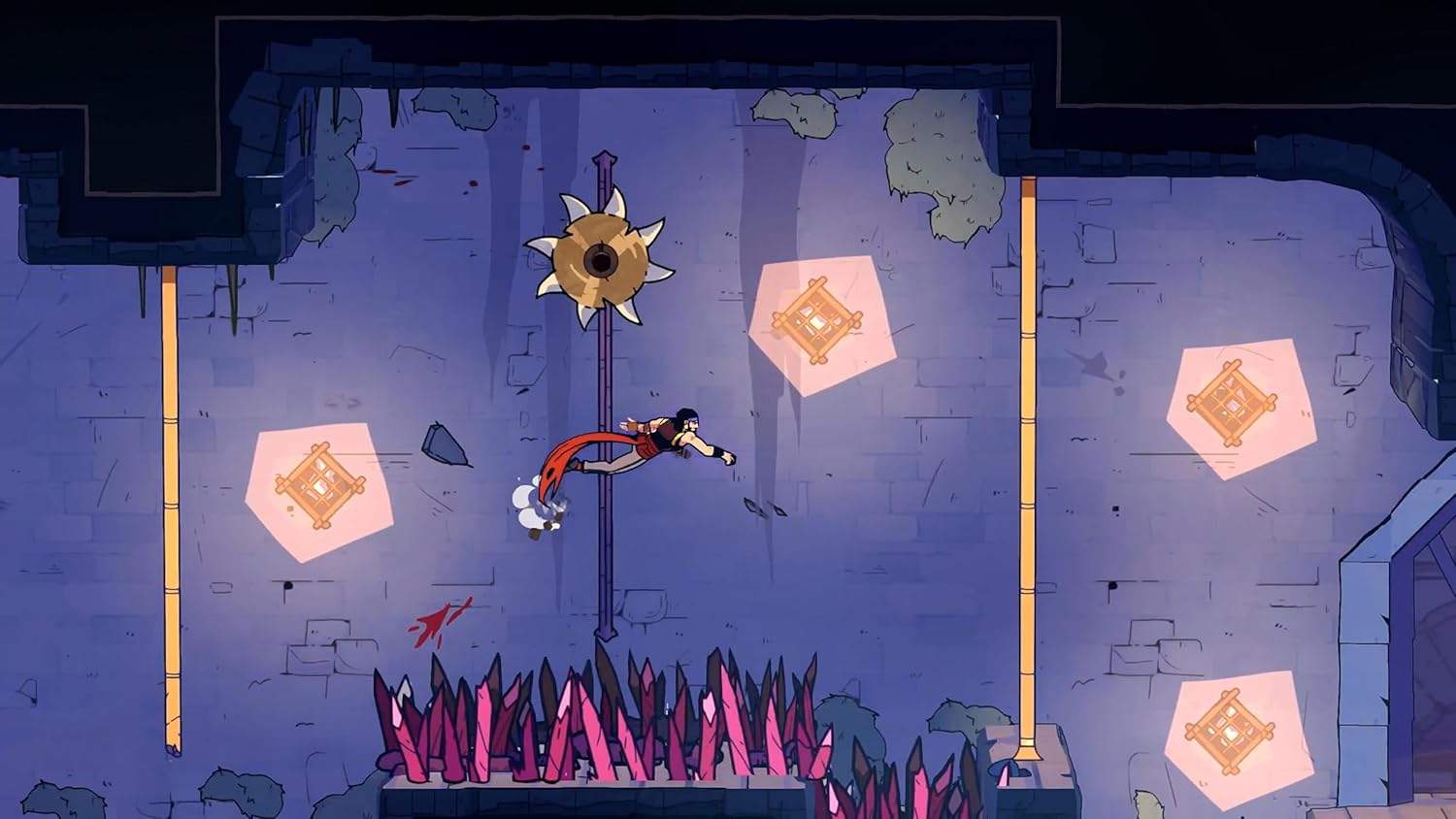 Game screen showing a character in a dark, dungeon-like environment with glowing symbols on the floor.