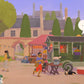 Surreal street scene with a food truck, people, and various objects in a cartoonish style.
