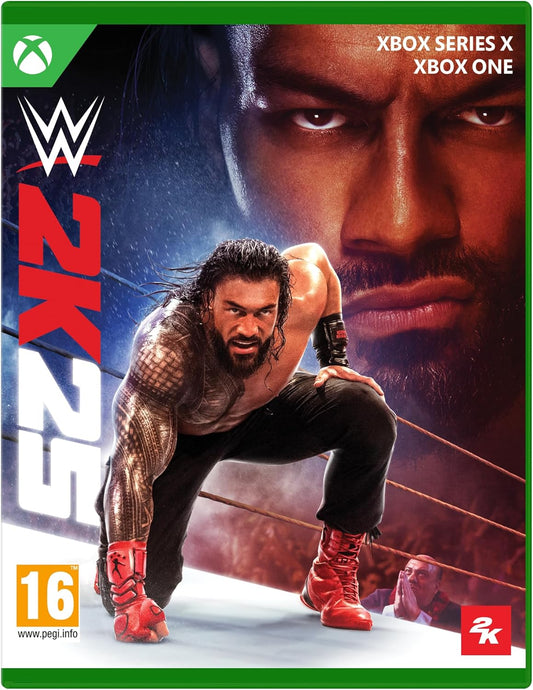 WWE 2K game cover featuring a wrestler in a ring with Xbox logos.