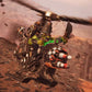 Helicopter with a character on a desert landscape